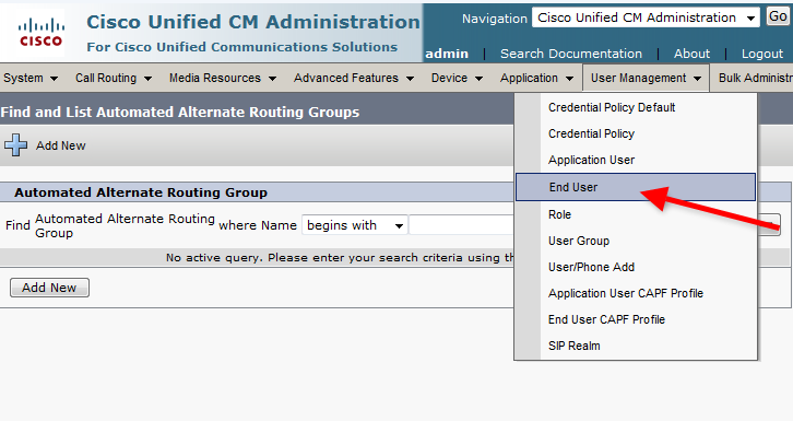 cisco unified callmanager user options