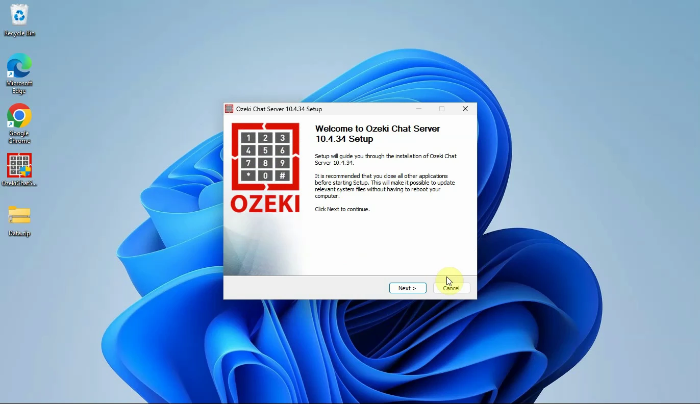 install ozeki chat server