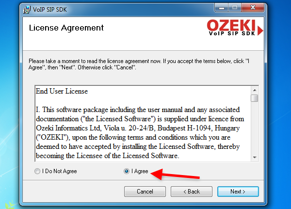 accept the license agreement