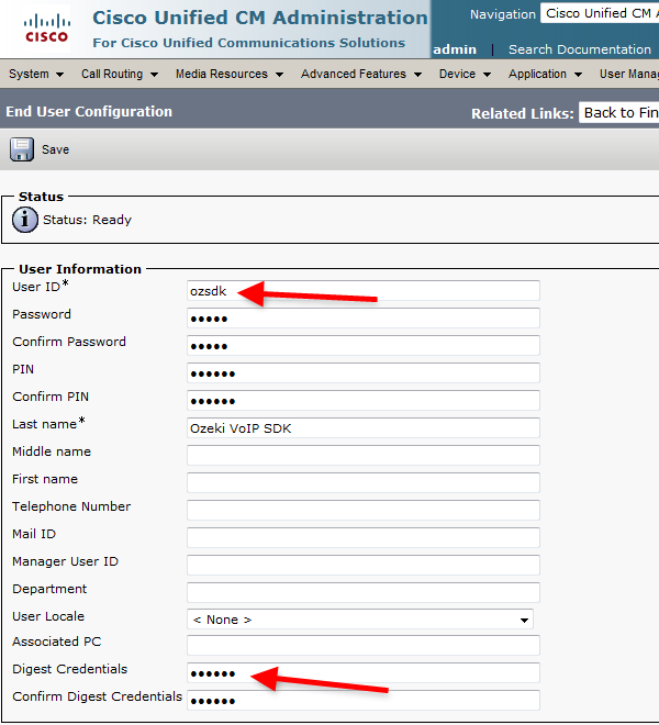 user id and digest credentials will be needed for ozeki voip sip sdk