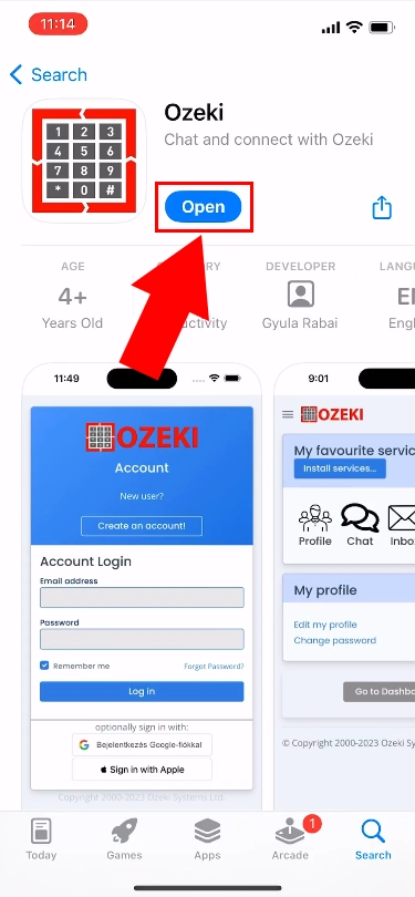 Open Ozeki app