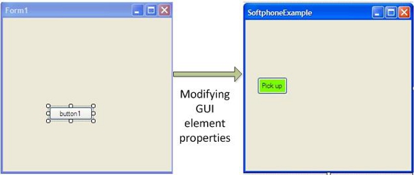 we changed the button properties and the form1 properties for our needs