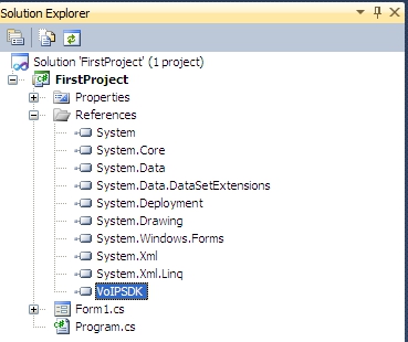 the ozeki voip sip sdk has been added to the visual studio project