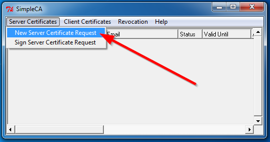 new server certificate request