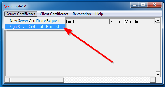 sign server certificate request