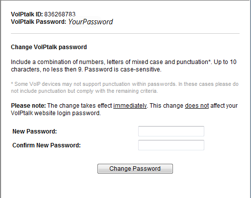 view your voiptalk id and password