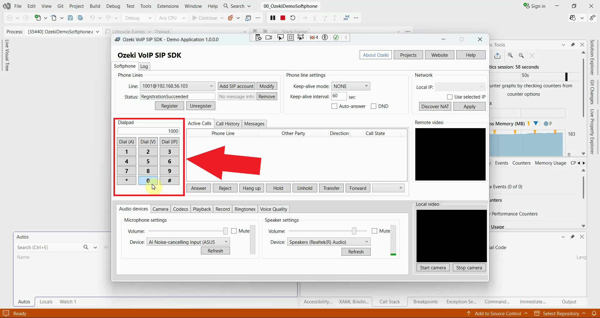 Use dialpad to dial a line