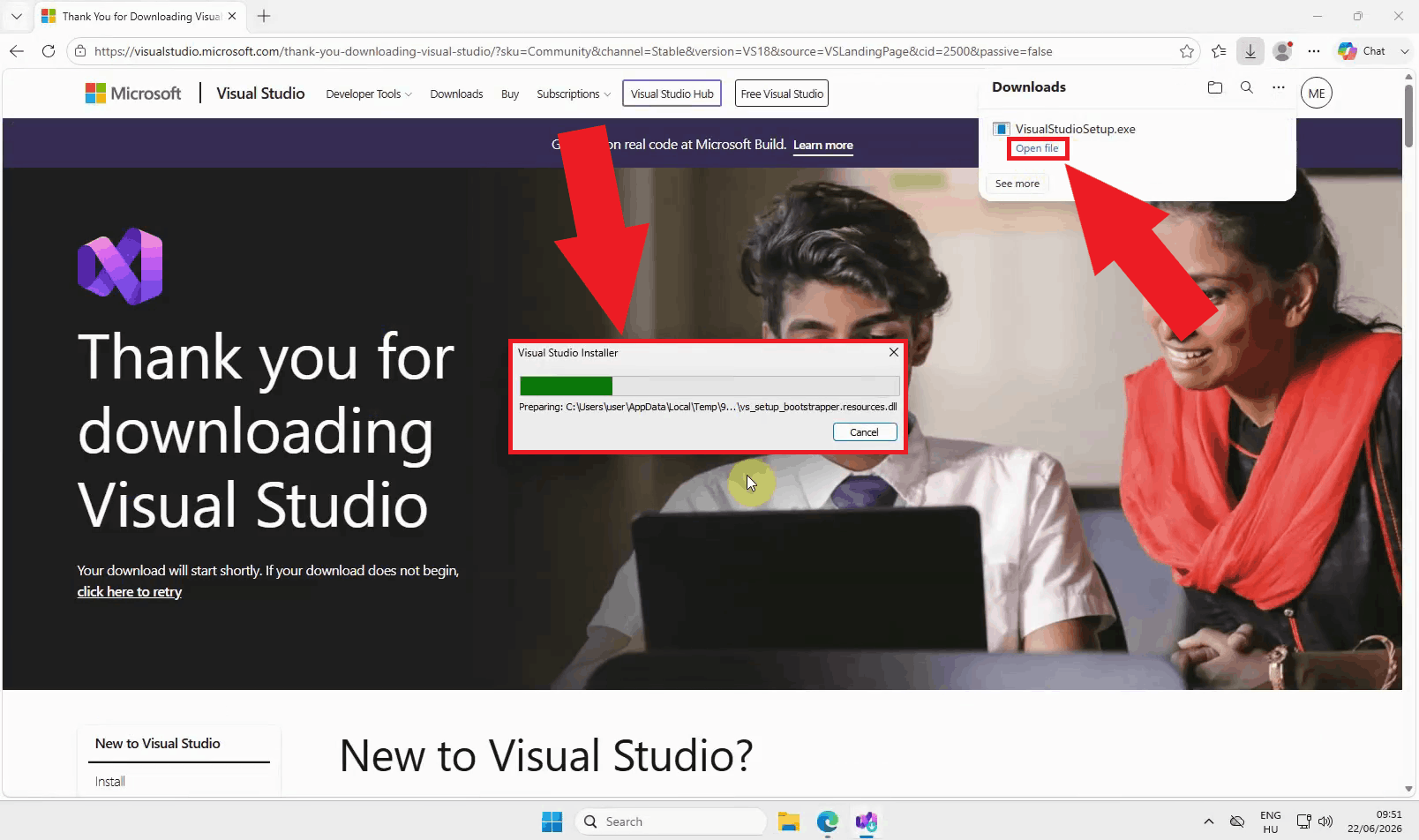 Open installer to start installation